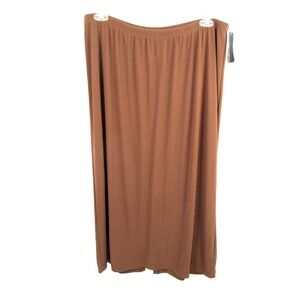 AGB Woman Maxi Skirt Brown 1X Elastic Waist Pull On Lagenlook Career 3411P57 NWT